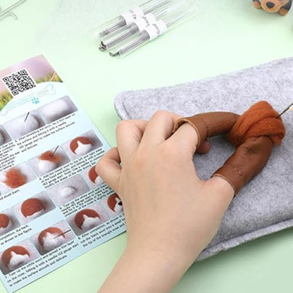 Needle Felting Kit, 3 Pcs Dog Animal Needle Felting Beginner Kits, Wool Felt Needle Felting Tools Foam Pad, Craft Party Supplies for Beginners Adult - Image 4