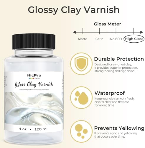 Nicpro Air Dry Clay Varnish (4 oz), Air Dry Clay Glaze Sealant for Pottery - Image 4
