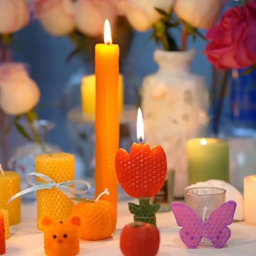 Phinicco 12 Colors 8" X 10" Beeswax Sheets for Rolling Candle Beeswax Sheets for Candle Rolling Kit Candle Making Kit 12 pcs Multicolored - Image 4