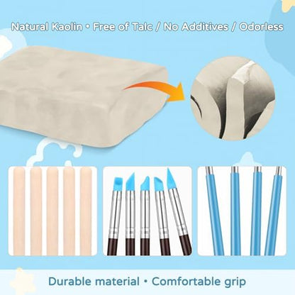 ZEHIQ White Air Dry Clay 6.6 lbs with 25pcs Pottery Sculpting Tools Set - Image 2