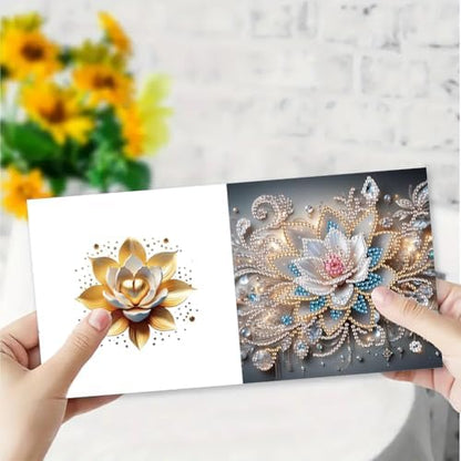 Ceitura 6Pcs DIY Diamond Art Painting Crafts Rhinestone Painting Greeting Card Making Kit Postcard for Holiday Christmas New Year Party Favors (Mandala Flower) - Image 7
