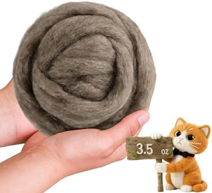 Wool Roving-3.5oz Needle Felting Wool, Soft Multi-Color Wool Fiber, Perfect Felting Wool Pure Wool, Chunky Yarn, for DIY Crafts, NeedleFelting Projects,and Artwork (Military Olive) by VKEDA
