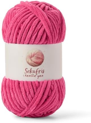 Chenille Blanket Yarn for Crocheting Size 5 Bulky Yarn Rose by Sekafris
