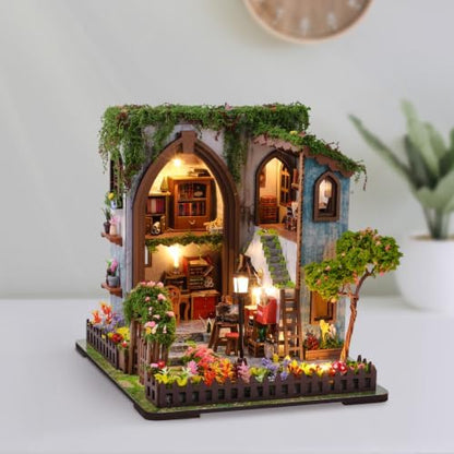 Roroom 3D Puzzles for Adults, Garden Pavilion Cofe Book Nook Kit with LED by Roroom