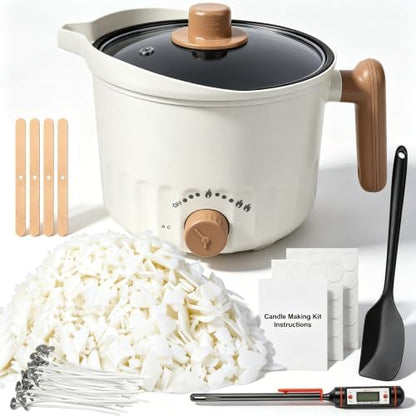 AOTOIE Candle Making Kit with Wax Melter, Soy Wax for Candle Making, DIY Candle Making Supplies, Starter Candle Kit for Women Adult Beginner, Included 1.1IB Natural Soy Wax with Wicks by AOTOIE