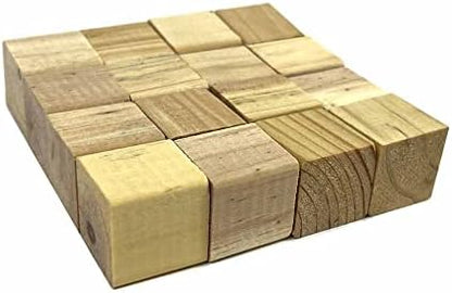 18 Pc Natural Wooden Craft Blocks Unfinished Hardwood Square Wood 1.25" Cubes Puzzle Making Natural Wood Burning Crafts Projects Math Counting Smooth Surface Building Decorating - Image 4