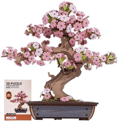 Rowood 3D Puzzles for Adults,Mother's Day DIY Wooden Flower Cherry Blossom Sakura Bonsai Tree Botanical Collection Building Set Craft Kits for Adults,Gift on Christmas Birthday by RowoodAssembleArtDecorateLife