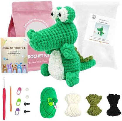 minimal beee Crocodile Crochet Kit for Beginners Easy Yarn Video Tutorials by minimalbeee