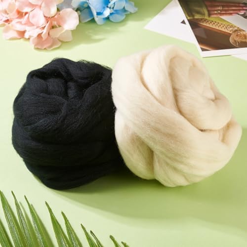100G Needle Felting Wool Black Wool Roving for Needle Felting Beige Soft Spinning Wool Bulk for Felting DIY Crafts Hand Spinning Supplies - Image 5
