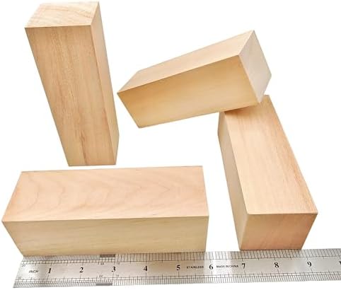 4Pcs Unfinished Basswood Blocks-2x2x6 Inch Rectangular Linden Wood Blocks for DIY Carving,Whittling Blocks,DIY Crafts,Natural untreated Wood Pieces (2×2×6in, 4PC) - Image 2