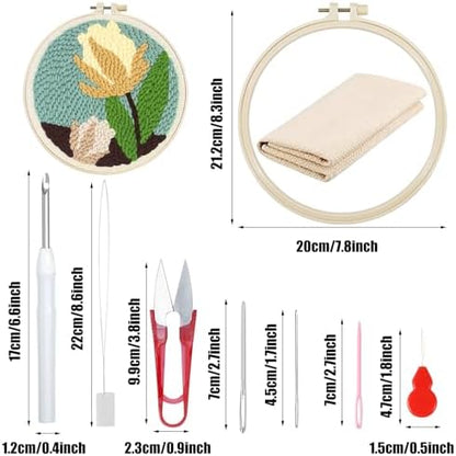 Woohome Punch Needle Kit Included Plastic Hoops, Punch Needle Cloth, Color Yarn and Punch Needle Tools for Adults, Beginners (Red, Pink and Yellow Flowers) - Image 6