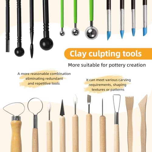 Mepubby 44 Pcs Pottery Tools，Clay Tools Set for Carving, Shaping, Molding - Image 6