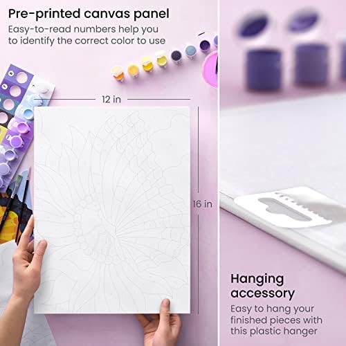 ARTEZA Paint by Numbers Kit for Adults, 12x16 Inches, 25 Pieces, 1 Canvas Panel, 16 Acrylic Paint Pots, 5 Paintbrushes, Art Supplies for Home & Office - Image 4
