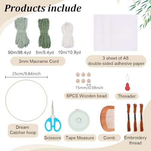 ACRNIGHEET Tree of Life Dream Catcher Macrame Kit for Adults Beginners Macrame Leave Wall Hanging Decor with Video Tutorials Handmade Woven Boho Home Decor for Bedroom Dorm Decoration - Image 2