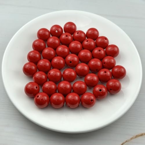 40pcs Acrylic Round Beads for Crafts 16mm Resin Candy Color Spacer Beads with Hole for Jewelry Making Sewing Crafts Decoration Necklaces Bracelets Earrings Supplies(Red) - Image 2