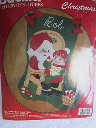 Bucilla Gallery Stitches Felt Stocking Christmas Kit 15" Diagonal, Unisex, Green, Traditional, Sewing, Not Foldable by Bucilla