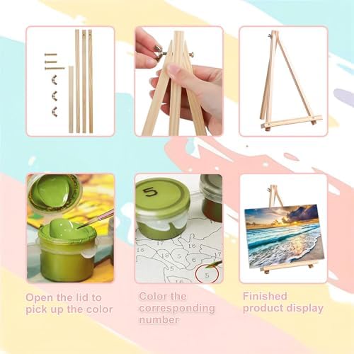 Beach Paint by Numbers for Adults with Framed Canvas - with Wooden Easel - Image 6
