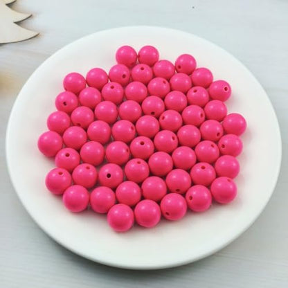 60pcs Acrylic Round Beads for Crafts 14mm Resin Candy Color Spacer Beads with Hole for Jewelry Making Sewing Crafts Decoration Necklaces Bracelets Earrings Supplies(Rose Red) - Image 2