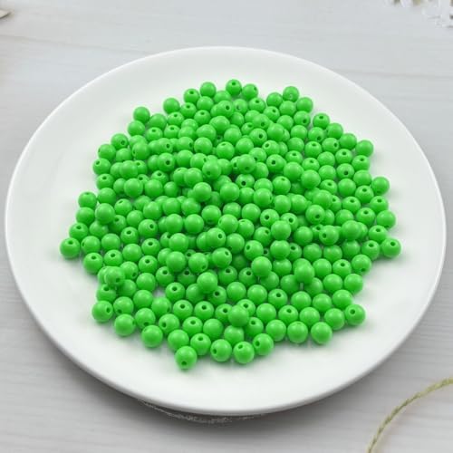 300pcs Acrylic Round Beads for Crafts 8mm Resin Candy Color Spacer Beads with Hole for Jewelry Making Sewing Crafts Decoration Necklaces Bracelets Earrings Supplies(Green) - Image 2