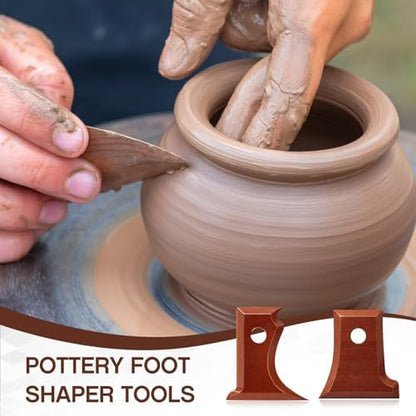 Amylove 7 Pcs Pottery Tools Pottery Foot Shaper Trimming Tools Profile Rib Bundle Foot Shaper for Ceramics for Carving Clay Molds Clay Texture Ribs Ceramics, Beech Wood (Stylish Style,Reddish Brown) - Image 4