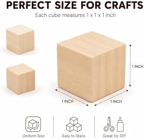 120 Pack Unfinished Wood Blocks, 1 Inch Solid Wood Cubes for Crafts - Image 3
