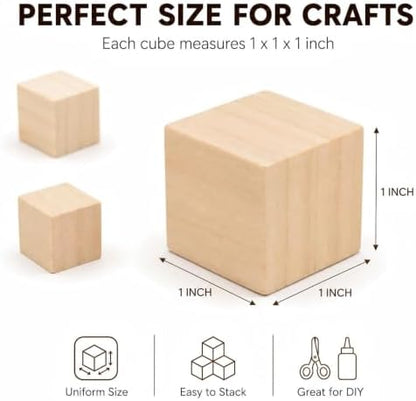 120 Pack Unfinished Wood Blocks, 1 Inch Solid Wood Cubes for Crafts - Image 3