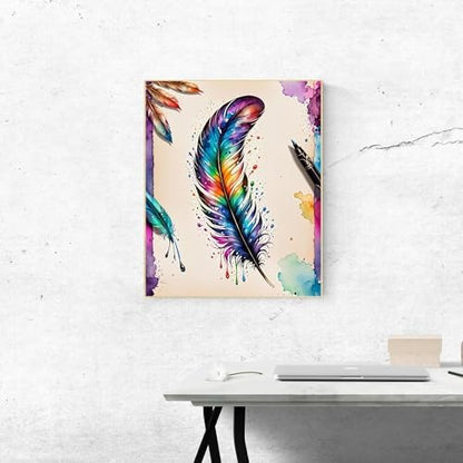 ldazao Paint By Numbers Kit for Adults Feather Adult Paint By Number Kits Canvas Painting Kit for Beginner Adults' Paint-By-Number Kits Oil Painting Kits for Gift Home Wall Decor 16x20 Inch - Image 4