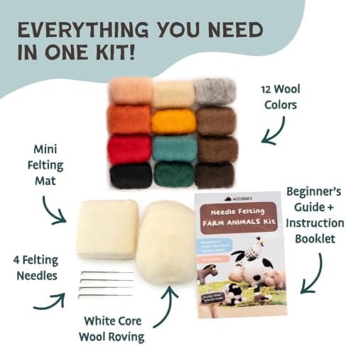 Woolbuddy Needle Felting Kit Starter Set (Farm Animals) for Beginner Adults - Image 2