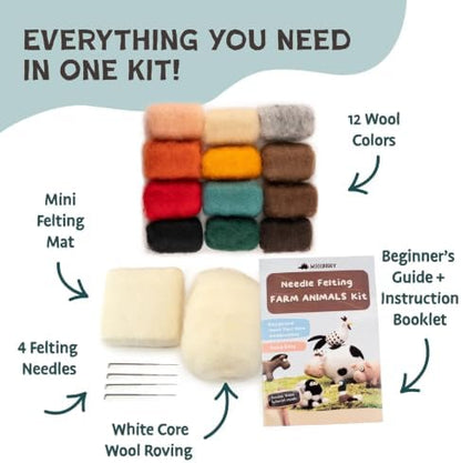 Woolbuddy Needle Felting Kit Starter Set (Farm Animals) for Beginner Adults - Image 2