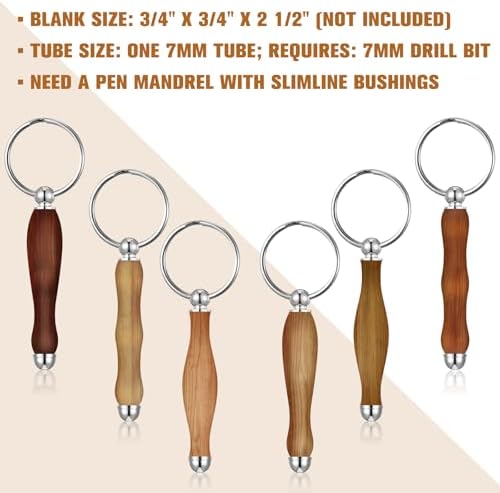 XunYee 12 Pcs WoodTurning Keychain Kit Woodturning Project Kit Wood Turning accessories Mandrel Woodturning keychain for Carpentry woodworker gift (Sliver) - Image 3