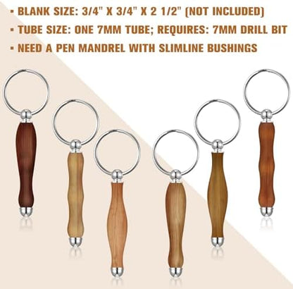 XunYee 12 Pcs WoodTurning Keychain Kit Woodturning Project Kit Wood Turning accessories Mandrel Woodturning keychain for Carpentry woodworker gift (Sliver) - Image 3