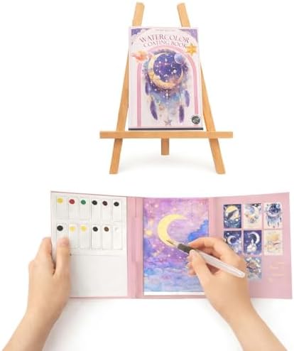 2026 Breathly Stress Relief Watercolor Books Painting Kit, All-in-One DIY Watercolor Art Kit, Paint-with-Water Portable Painting Art Book with 12-Color Pigment Dot Card & Water Brush Pen, Tri-Fold Pocket Painting Set, Relaxing Creative Kit for Beginner... by Unknown
