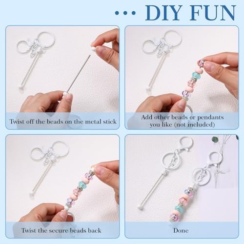 Huwena 6 Pcs Beadable Keychain Bars Metal Blanks DIY Crafts Jewelry Gift - Image 5