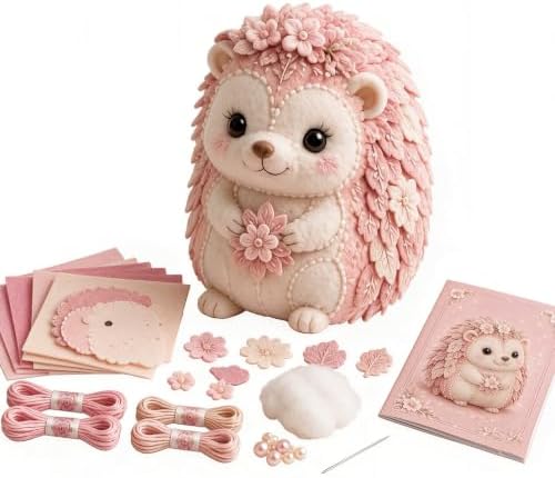 Pink Enchanted Forest DIY Felt Patchwork Kit, 3D Pink Woodland Friends DIY Felt Patchwork Kit, Pastoral Wild Creatures Handicraft Activity, Manual Tailoring Bundle for Beginners Adult (Color B) by Unknown