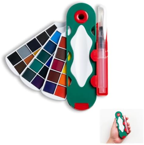 SEAMIART Portable Watercolor Paint Set Pocket Travel Paint Kit w Water Pen by SEAMIART