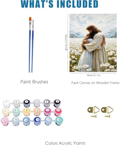 Jesus Paint by Numbers Kit for Adults Framed Canvas 16X20 in, Frameworkless - Image 3