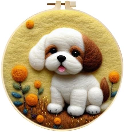yesJRL Needle Felting Kit, Cute Dog Wool Felting for Beginners Adult Set, Cartoon Pet Home Decoration with Wool, Needles, Foam Pad and Felt Cloth by yesJRL