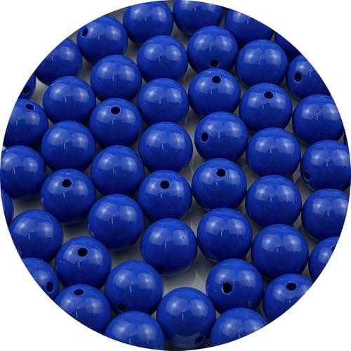 60pcs Acrylic Round Beads for Crafts 14mm Resin Candy Color Spacer Beads with Hole for Jewelry Making Sewing Crafts Decoration Necklaces Bracelets Earrings Supplies(Light Sapphire Blue) by Unknown