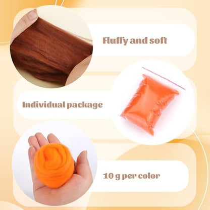 ZXIIXZ 100g Felting Wool Needle Felting Kit with Needles Wool Roving - Image 4