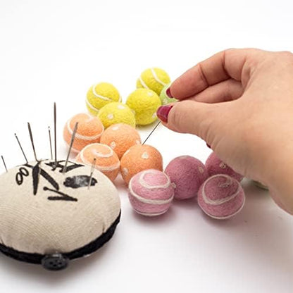 Glaciart One Felt Pom Poms, Wool Felt Balls with Swirls & Dots (90 Pieces) 2 cm – 0.8 Inch, Handmade Felted 30 Color Pastel Bulk Small Puff for Felting and Garland - Image 4