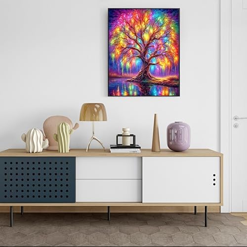 Ausanrl Tree of Life Paint by Numbers with Frame Wooden Easel-Tree Paint by Number Adult,Paint by Numbers Framed Canvas,Adult Paint by Number Kits on Canvas Framed Gifts and Home Wall Decor 12x16inch - Image 3