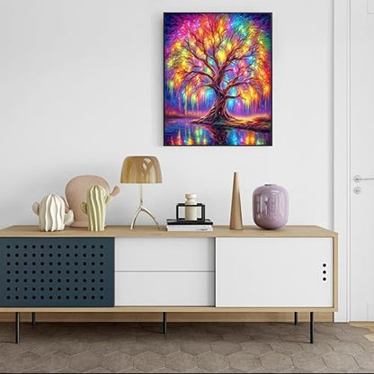 Ausanrl Tree of Life Paint by Numbers with Frame Wooden Easel-Tree Paint by Number Adult,Paint by Numbers Framed Canvas,Adult Paint by Number Kits on Canvas Framed Gifts and Home Wall Decor 12x16inch - Image 3