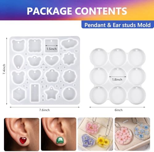 KISREL Epoxy Resin Kit 16OZ with Keychain Earring Molds, Tools for Beginner - Image 3