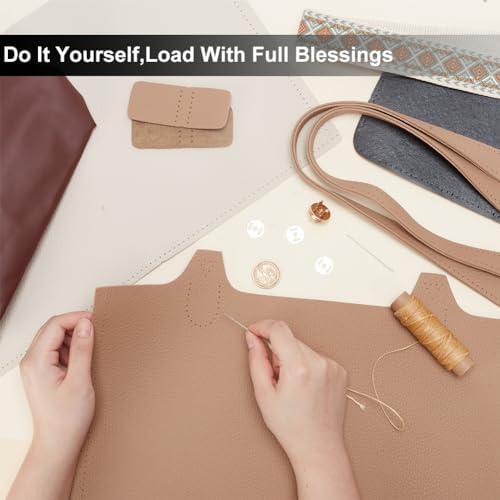 WADORN DIY PU Leather Purse Making Kit, Shoulder Bag Set With Handmade Stitch Materials for Handbag Accessories, Tan - Image 3