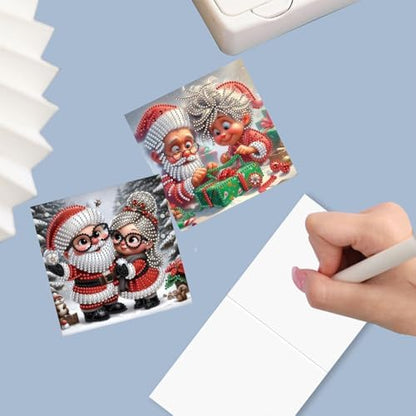 6Pcs Christmas Greeting Card DIY Diamond Art Painting Greeting Cards Blessing Folding Card Kit with White Envelopes Diamond Arts Crafts for Birthday Festival Gift-Santa Claus01 - Image 7