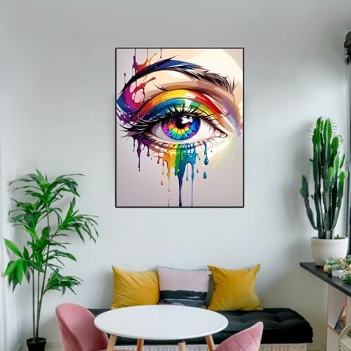 ldazao Colorful Eye Paint By Numbers Kit for Adults DIY Color Adult Paint By Number Kits Acrylic Canvas Painting Kit for Beginner Oil Painting Kits for Gift Home Wall Decor 16x20 Inch - Image 2