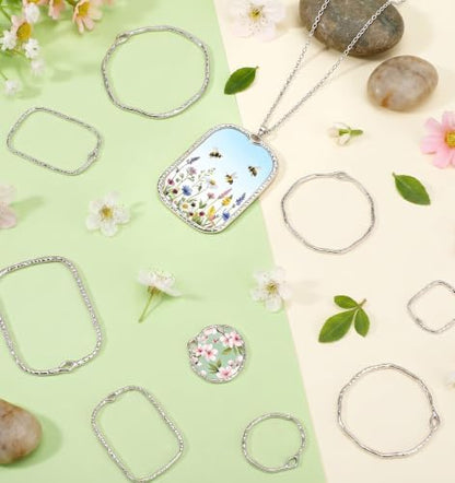 30 Pcs Open Bezels For Resin Jewelry Making, 6 Styles Open Bezels Resin Pendant - Image 3