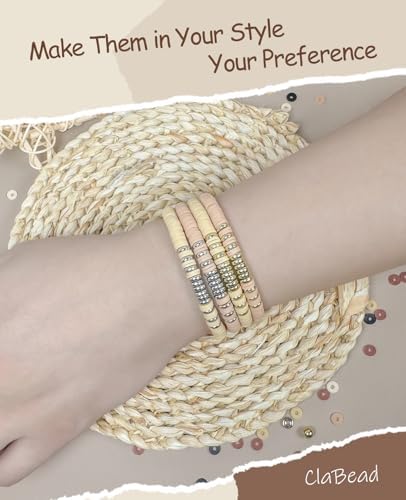 ClaBead Bracelet Making Kit 3200Pcs, Clay Beads Bracelet Kit with Gold Beads and Sliver Beads (Earth Tone) - Image 3
