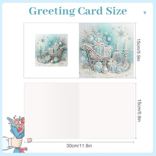 Artiphile DIY Pearl Art Painting Greeting Card Set Crafts Decor 6-Piece Foldable Cards Kit with Envelopes and Tools for Holiday Wishes Adult Crafting Project-Christmas-3 - Image 3