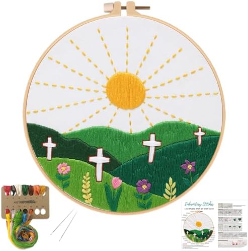 Louise Maelys Christian Cross Sunrise Embroidery Kit for Beginners by LouiseMaelys
